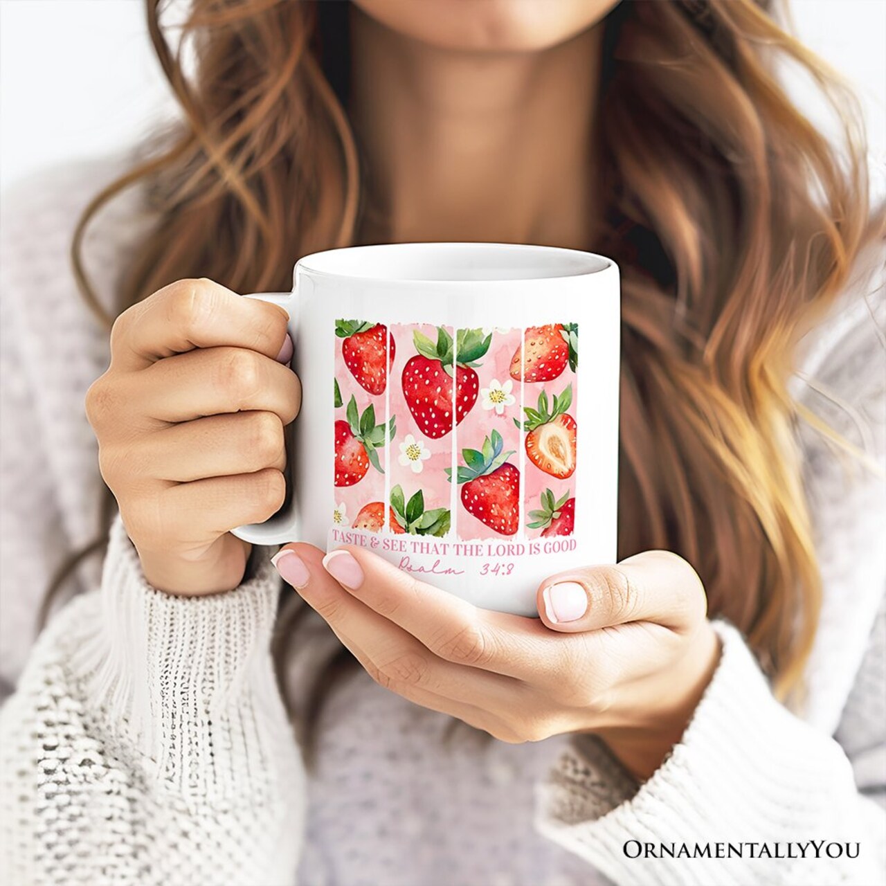 Taste and See That The Lord is Good Mug, Christian Faith Strawberry Gift